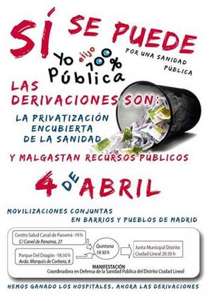 Movilizaciones del 4 de abril contra las derivaciones a la sanidad privada