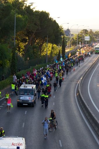 La Marcha minera a la altura de La Moncloa, en la A6.